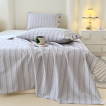 91家纺网 家纺一手货源 找家纺 （总）2025款原棉老粗布纽扣款三件套ins亲肤空调单被单四季通用加厚款