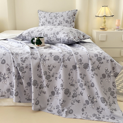 91家纺网 家纺一手货源 找家纺 （总）2025款原棉老粗布纽扣款三件套ins亲肤空调单被单四季通用加厚款