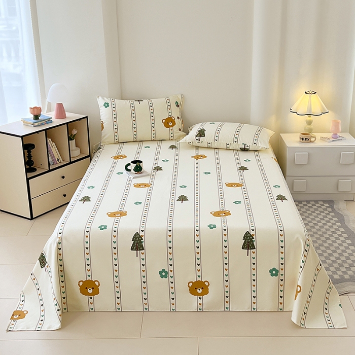 91家纺网 家纺一手货源 找家纺 （总）原棉老粗布三件套2025新款简约花卉空调凉被单亲肤舒适印花床单款