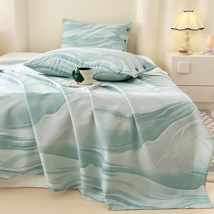 91家纺网 家纺一手货源 找家纺 （总）2025款原棉老粗布纽扣款三件套ins亲肤空调单被单四季通用加厚款