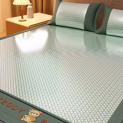 91家纺网 家纺一手货源 找家纺 （总）席佬大 2025新款A级抗菌提花双面绣花床席床笠款冰藤席