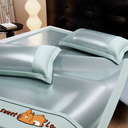 91家纺网 家纺一手货源 找家纺 （总）迪乐妮 2025新款提花冰藤双面席床笠