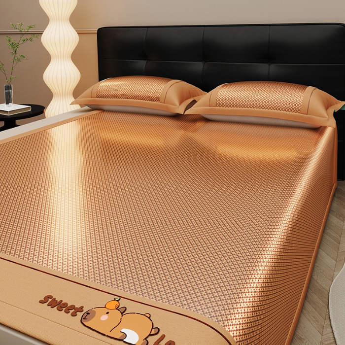 91家纺网 家纺一手货源 找家纺 （总）迪乐妮 2025新款提花冰藤双面席床笠