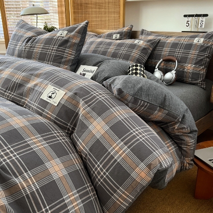 91家纺网 家纺一手货源 找家纺 （总）色织全棉四件套2025款春夏季亲肤被罩床单四季通用