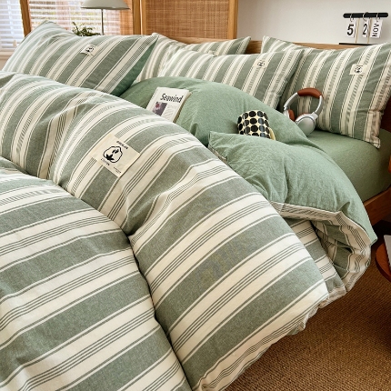 91家纺网 家纺一手货源 找家纺 （总）色织全棉四件套2025款春夏季亲肤被罩床单四季通用