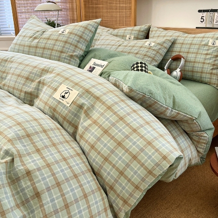 91家纺网 家纺一手货源 找家纺 （总）色织全棉四件套2025款春夏季亲肤被罩床单四季通用