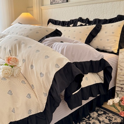 91家纺网 家纺一手货源 找家纺 （总）苏米娜家纺法式A类母婴级针织双层纱床盖款四件套赫本风全棉纯棉麻泡泡棉小竺棉超柔水洗棉床单床盖款