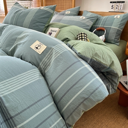 91家纺网 家纺一手货源 找家纺 （总）夏季色织全棉四件套2025新款空调卧室被套四季通用