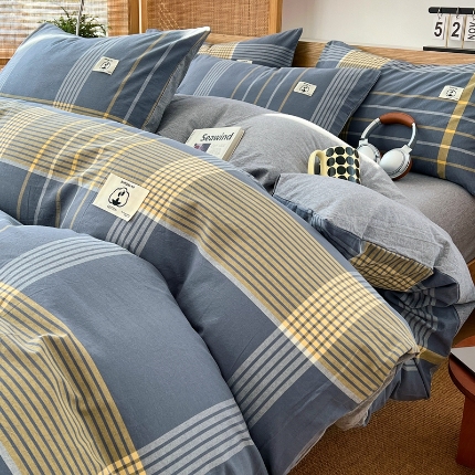 91家纺网 家纺一手货源 找家纺 （总）夏季色织全棉四件套2025新款空调卧室被套四季通用