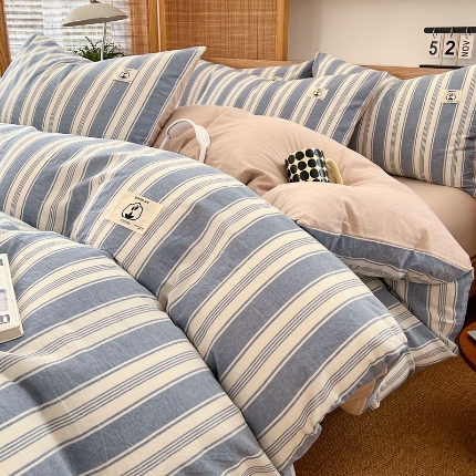 91家纺网 家纺一手货源 找家纺 （总）夏季色织全棉四件套2025新款空调卧室被套四季通用