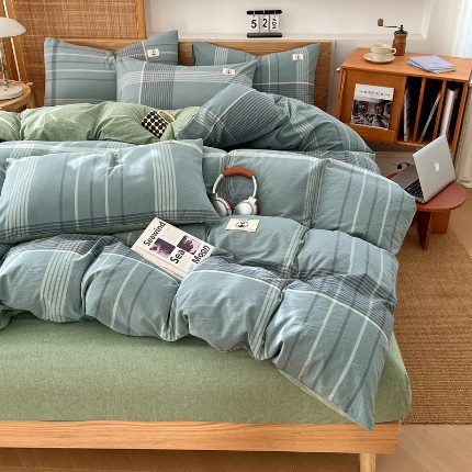 91家纺网 家纺一手货源 找家纺 （总）夏季款全棉色织四件套2025款亲肤床单被罩四季通用床上用品