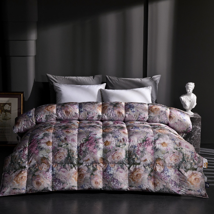 91家纺网 家纺一手货源 找家纺 （总）织梦人羽绒工厂店 2024新款新国标50绒蒙田里斯印花羽绒被