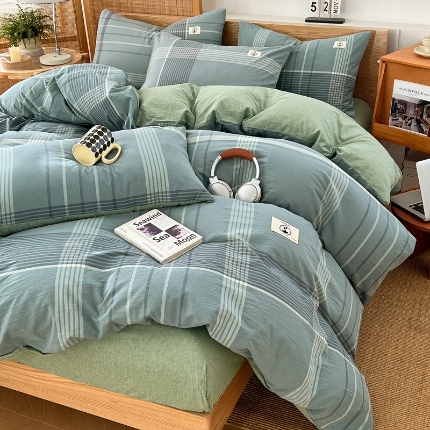 91家纺网 家纺一手货源 找家纺 （总）2025新款色织全棉夏季款单品床单被罩枕套四季通用床品套件