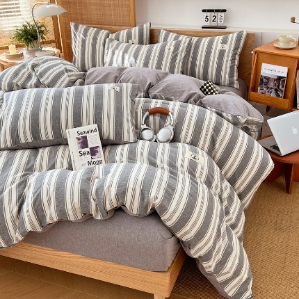 91家纺网 家纺一手货源 找家纺 （总）2025新款色织全棉夏季款单品床单被罩枕套四季通用床品套件