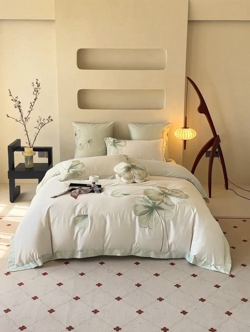 91家纺网 家纺一手货源 找家纺 【2025】50支50S长绒棉刺绣四件套新中式工艺款 翩翩起舞 控价478-498元