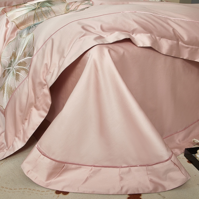 91家纺网 家纺一手货源 找家纺 【2025】50支50S长绒棉刺绣四件套新中式工艺款 荷塘月色粉 控价478-498元