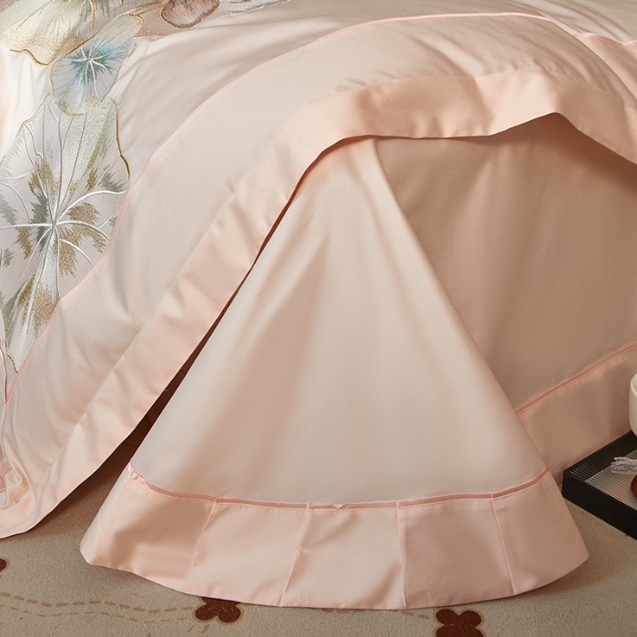 91家纺网 家纺一手货源 找家纺 【2025】50支50S长绒棉刺绣四件套新中式工艺款 荷塘月色玉 控价478-498元