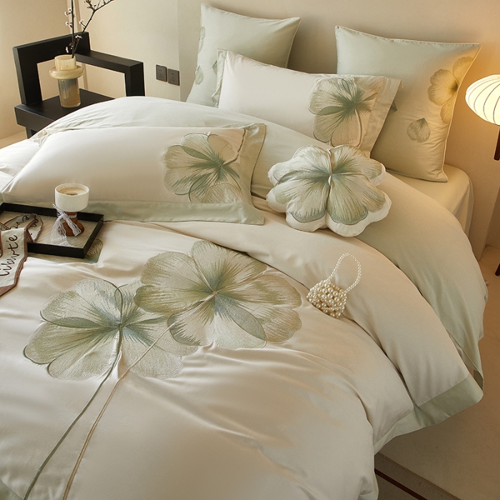 91家纺网 家纺一手货源 找家纺 【2025】50支50S长绒棉刺绣四件套新中式工艺款 翩翩起舞 控价478-498元