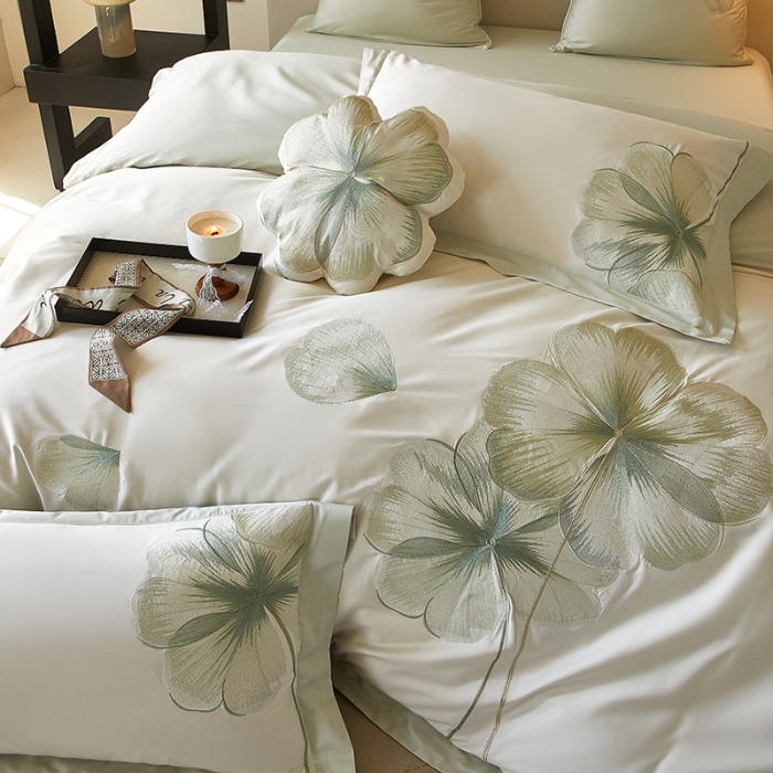 91家纺网 家纺一手货源 找家纺 【2025】50支50S长绒棉刺绣四件套新中式工艺款 翩翩起舞 控价478-498元