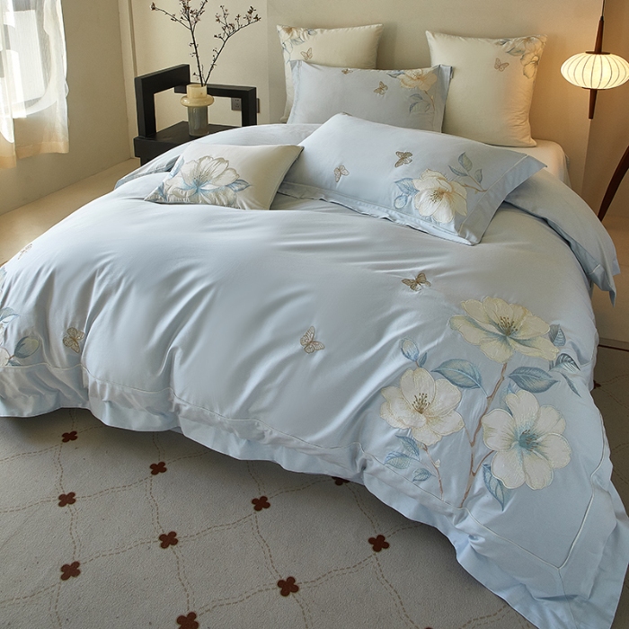 91家纺网 家纺一手货源 找家纺 【2025】50支50S长绒棉刺绣四件套新中式工艺款 玉露清华 控价478-498元