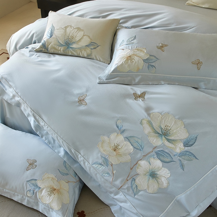 91家纺网 家纺一手货源 找家纺 【2025】50支50S长绒棉刺绣四件套新中式工艺款 玉露清华 控价478-498元