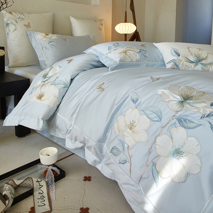 91家纺网 家纺一手货源 找家纺 【2025】50支50S长绒棉刺绣四件套新中式工艺款 玉露清华 控价478-498元