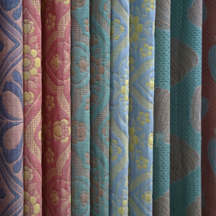 择美利 2025新款套件面料全棉色织三层纱提花系列