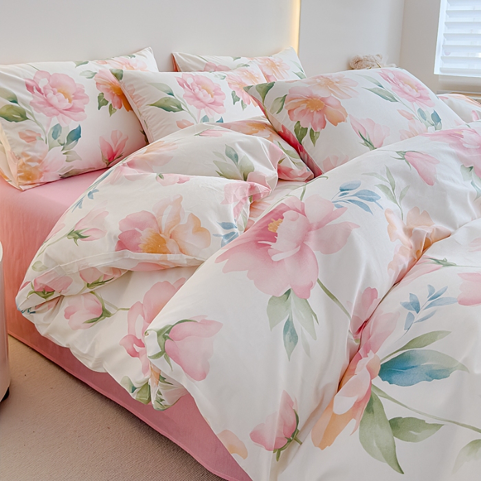 91家纺网 家纺一手货源 找家纺 （总）【苏东来】2025年小清新纯棉印花四件套少女风甜美13372小碎花印花全棉四件套套件ins多巴胺田园风纯棉四件套被套床单枕套 3