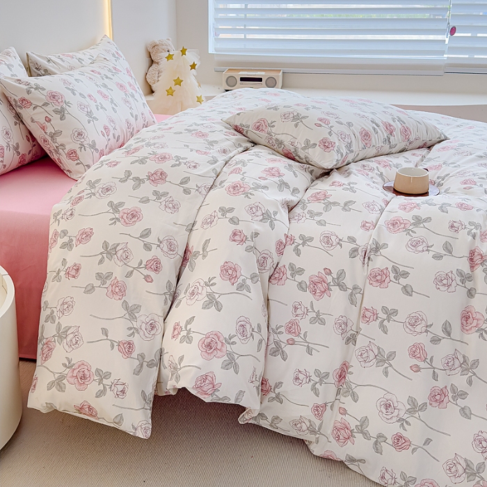 91家纺网 家纺一手货源 找家纺 （总）【苏东来】2025年小清新纯棉印花四件套少女风甜美13372小碎花印花全棉四件套套件ins多巴胺田园风纯棉四件套被套床单枕套 3