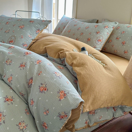 91家纺网 家纺一手货源 找家纺 （总）卢赛尔 2024新款提花有氧泡泡泡芙四件套