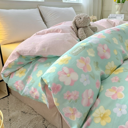 91家纺网 家纺一手货源 找家纺 （总）红粉佳人家纺 2025春夏新款全棉纯棉12868纯棉单被套