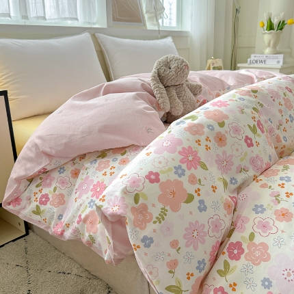 91家纺网 家纺一手货源 找家纺 （总）红粉佳人家纺 2025春夏新款全棉纯棉12868纯棉单被套