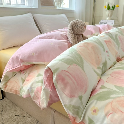 91家纺网 家纺一手货源 找家纺 （总）红粉佳人家纺 2025春夏新款全棉纯棉12868纯棉单被套