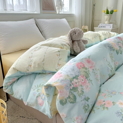 91家纺网 家纺一手货源 找家纺 （总）红粉佳人家纺 2025春夏新款全棉纯棉12868纯棉单被套