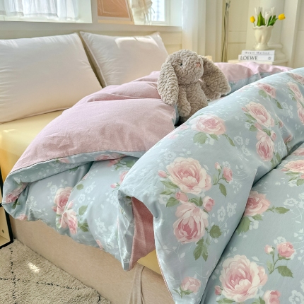 91家纺网 家纺一手货源 找家纺 （总）红粉佳人家纺 2025春夏新款全棉纯棉12868纯棉单被套