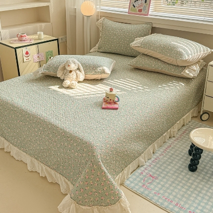 91家纺网 家纺一手货源 找家纺 （总）2025款全棉床盖三件套空调卧室亲肤凉床垫四季通用可机洗