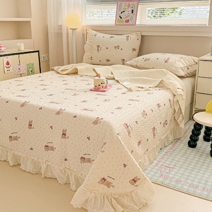 91家纺网 家纺一手货源 找家纺 （总）2025款全棉床盖三件套空调卧室亲肤凉床垫四季通用可机洗