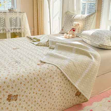 91家纺网 家纺一手货源 找家纺 （总）2025款两面100%全棉床盖三件套夏季空调凉感床垫四季通用