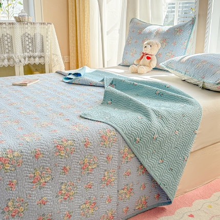 91家纺网 家纺一手货源 找家纺 （总）2025款两面100%全棉床盖三件套夏季空调凉感床垫四季通用