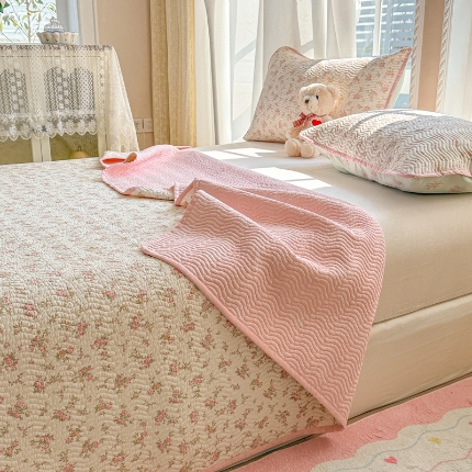 91家纺网 家纺一手货源 找家纺 （总）2025款两面100%全棉床盖三件套夏季空调凉感床垫四季通用