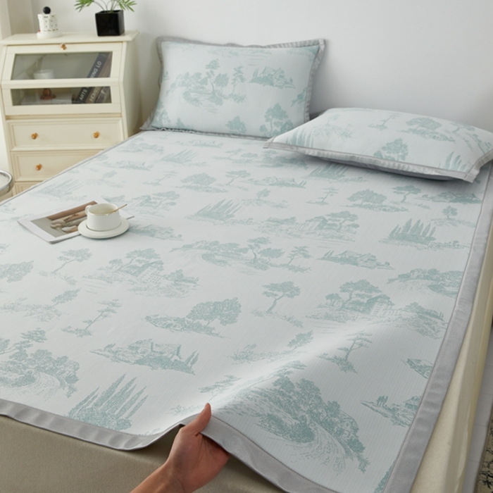 91家纺网 家纺一手货源 找家纺 （总）曲宿家纺 2025新款A类高分子色织提花软凉席系列