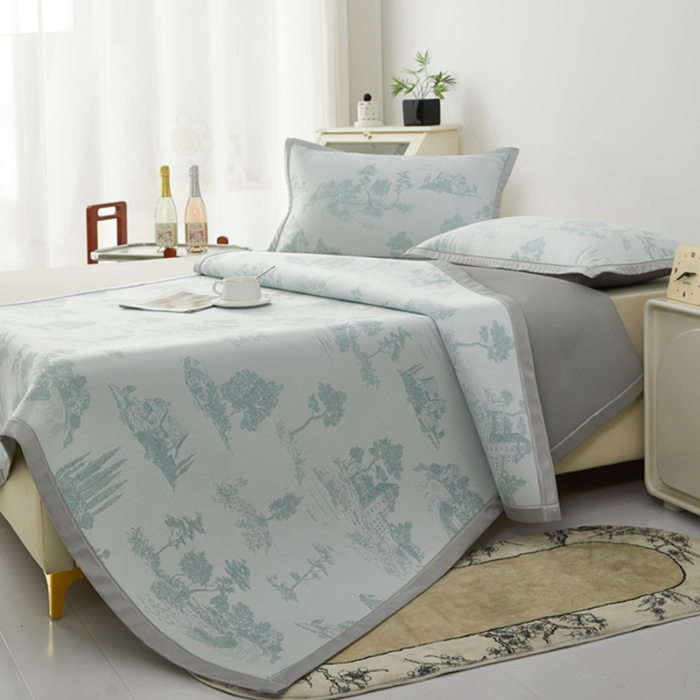 91家纺网 家纺一手货源 找家纺 （总）曲宿家纺 2025新款A类高分子色织提花软凉席系列