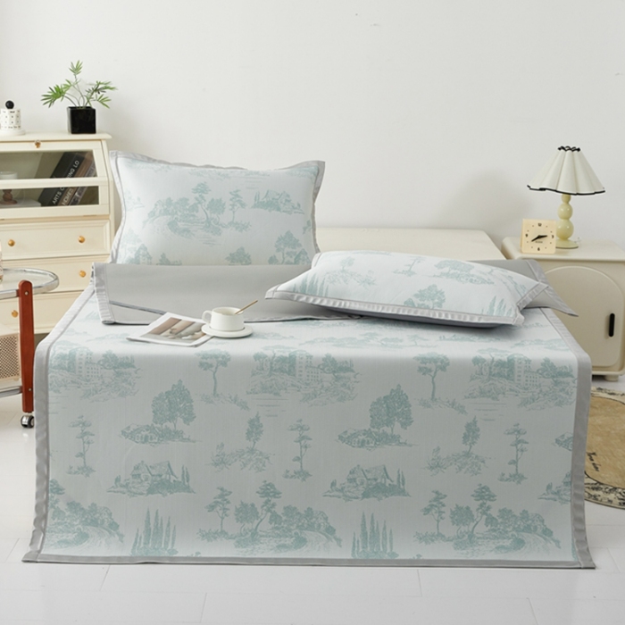 91家纺网 家纺一手货源 找家纺 （总）曲宿家纺 2025新款A类高分子色织提花软凉席系列