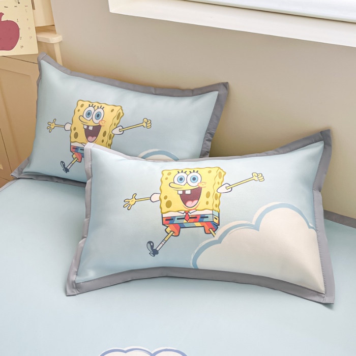 91家纺网 家纺一手货源 找家纺 金爱家 2025新款冰丝凉席海绵宝宝 冰丝-彩虹海绵宝宝