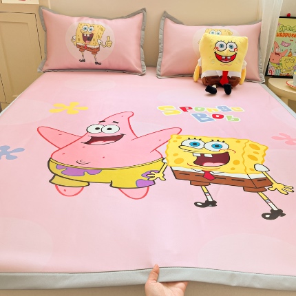 金爱家 2025新款冰丝凉席海绵宝宝 冰丝-粉粉海绵宝宝