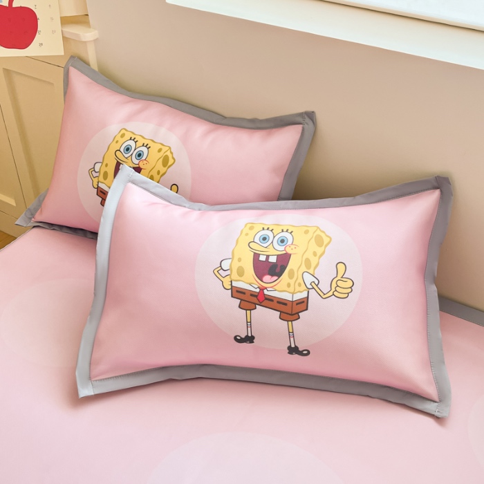 91家纺网 家纺一手货源 找家纺 金爱家 2025新款冰丝凉席海绵宝宝 冰丝-粉粉海绵宝宝