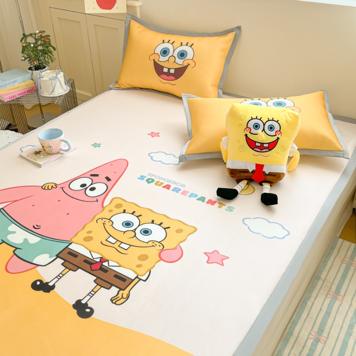 91家纺网 家纺一手货源 找家纺 金爱家 2025新款冰丝凉席海绵宝宝 冰丝-伙伴海绵宝宝