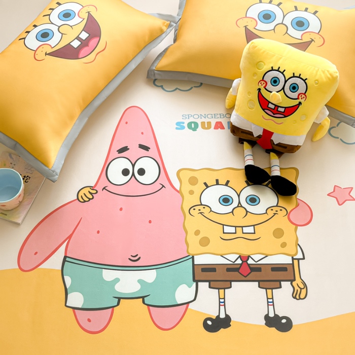 91家纺网 家纺一手货源 找家纺 金爱家 2025新款冰丝凉席海绵宝宝 冰丝-伙伴海绵宝宝