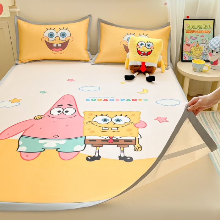 91家纺网 家纺一手货源 找家纺 金爱家 2025新款冰丝凉席海绵宝宝 冰丝-伙伴海绵宝宝