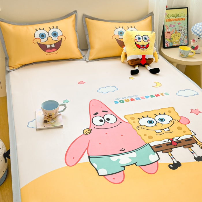 91家纺网 家纺一手货源 找家纺 金爱家 2025新款冰丝凉席海绵宝宝 冰丝-伙伴海绵宝宝